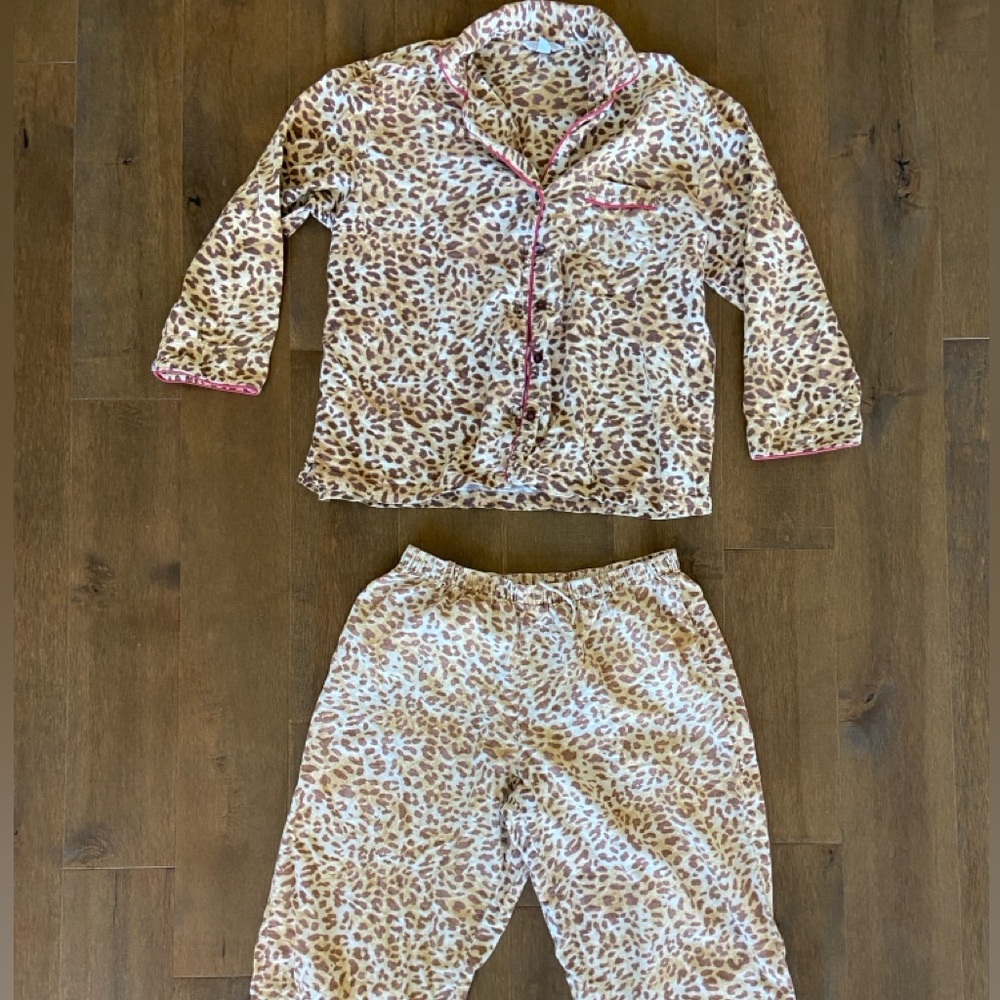 Charter Club Cream and Brown Leopard Print Pajama Set